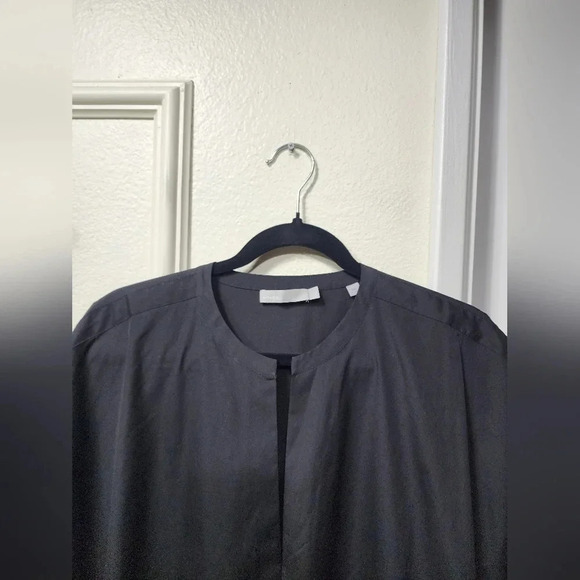 VINCE Classic Black Cotton Poplin Popover Dress - Size Small - Picture 6 of 8